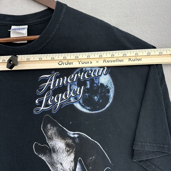 Y2K American Legacy Wolf Double Sided Black Tshirt Mens 2XL Native American VTG - Picture 4 of 7
